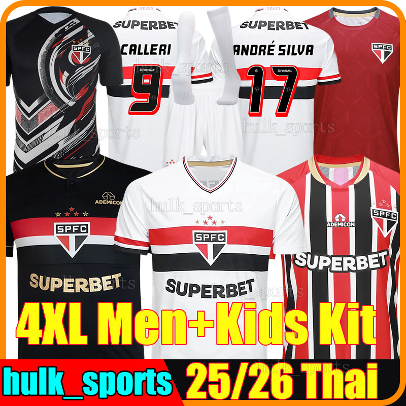 4XL 2025/26 Sao Paulo soccer jerseys ANDRE SILVA LUCIANO FERREIRINHA LUCAS ARBOLEDA CALLERI FRANCISCO TAPIA OSCAR D.BOBADILLA Men Kids kits socks sets football shirt