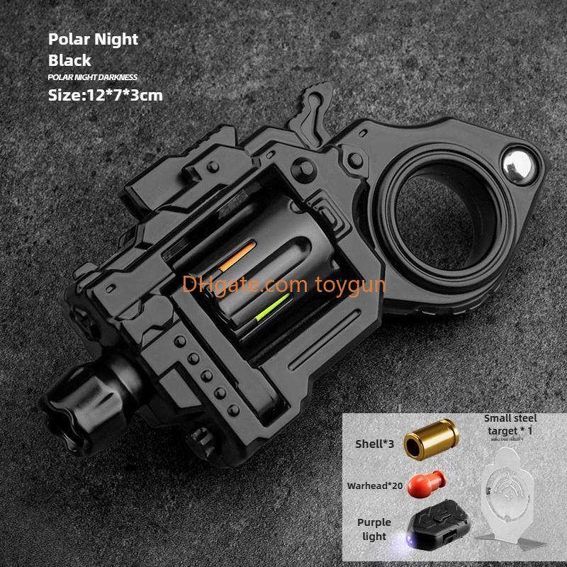 One Hand Spin Shoot Alloy Revolver EDC Metal Fidget Toy with 20 Plastic Bullets Stress Relief Mini Gun Gift for Adults Teens