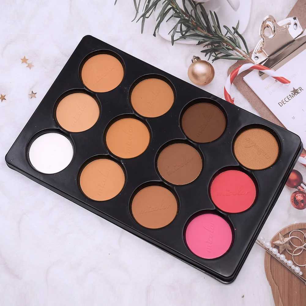 12 Colors Matte Face Repair Powder Blusher Eyeshadow Setting Powder Contour Highlight Makeup Palette Face Makeup KitXJ250923