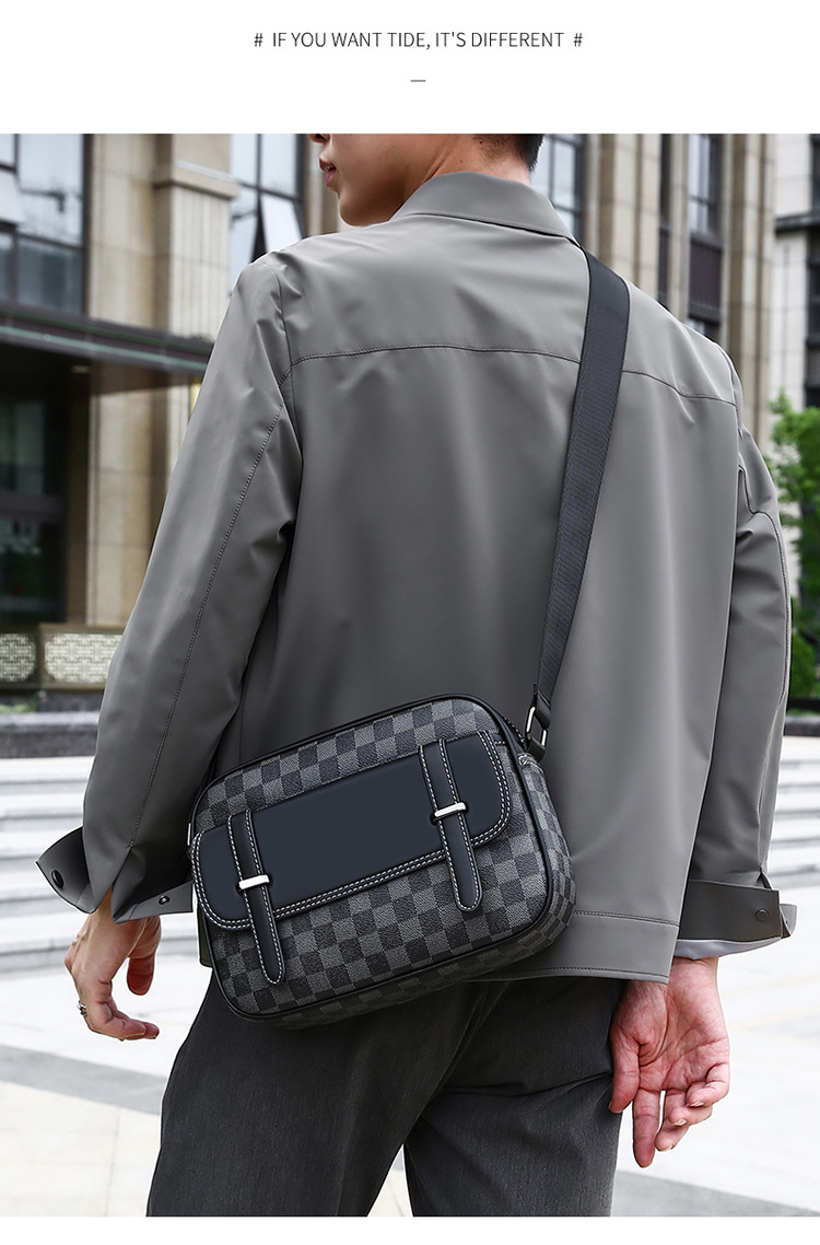 Designer crossbody bag man commuter shoulder bag casual check printed mailman bag outside small backpack