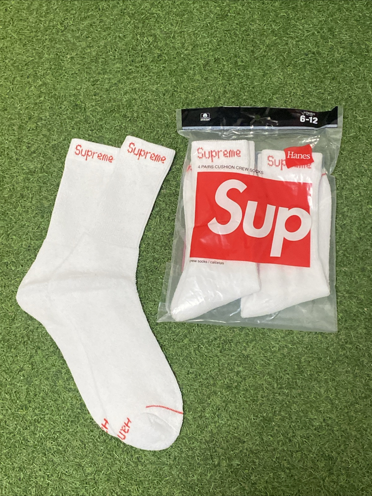 Supreme Hanes Boat Socks - White, 2 Pack, Size 6-12
