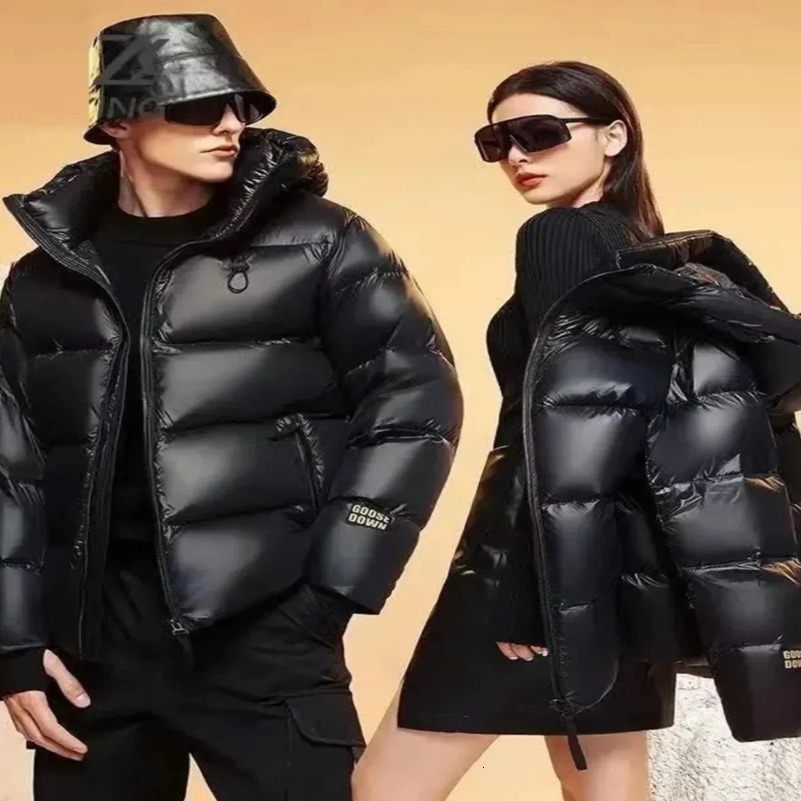 Down jacket mens winter style womens windproof puff jacket unisex thick white duck down Parka couple black gold jacket 241031