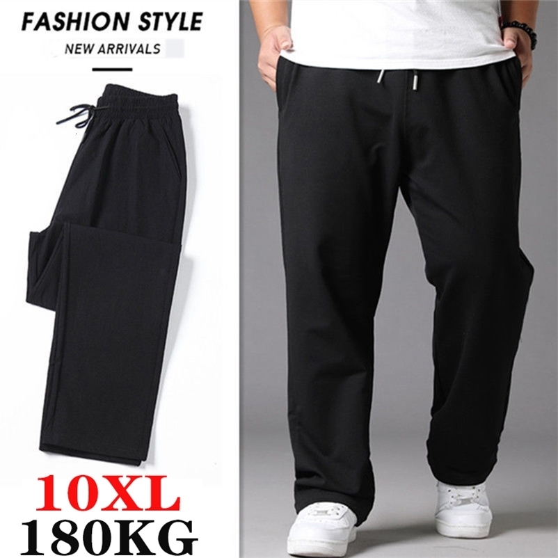 Men's Pants Black Mens Casual Loose Plus Size Sweatpants Korean 10XL Oversized Straight-leg Trousers Men Clothing Streetwear 221116