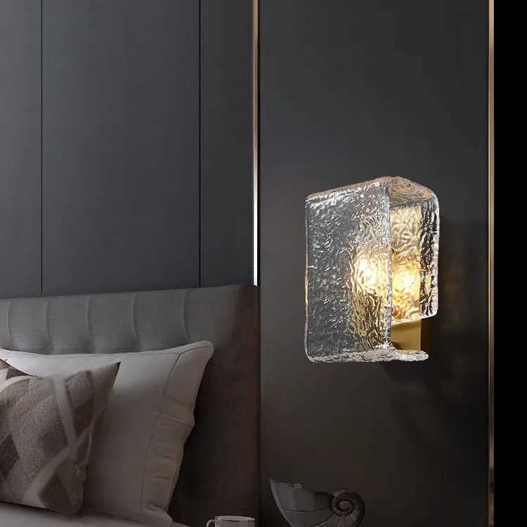 High Quality Postmodern Indoor Glass Cover Copper Hotel Brass Bedside Light Wall Mounted Sconces Lights Lamp for Home Bedroom C251124