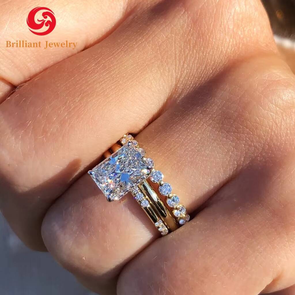 Custom 15CT Radiant Cut Lab Grown Diamond Ring IGI Certified HPHT CVD VVS VS 18K 14K Solid Gold Engagement Ring for Women Men