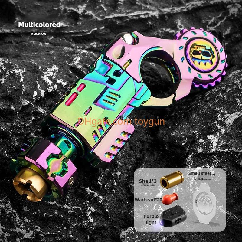 Shell-Ejecting Alloy Toy Pistol Set Stress Relief Fidget Sensory Toy Mini Finger Spinning Top EDC Desk Gadget Gift for Teen Boys