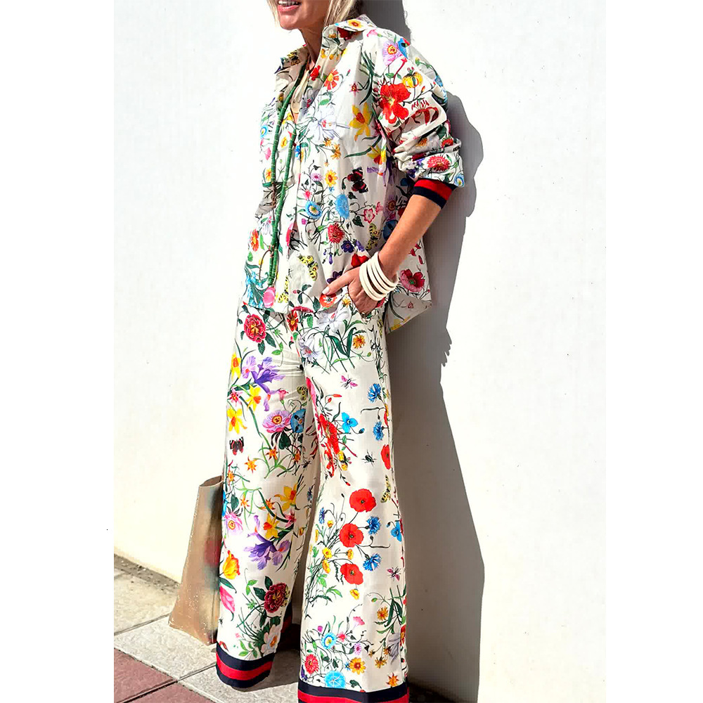 Elegance Style Suit Pants for Women Early Autumn Casual Fashionable Wide-Leg Pants Stylish Versatile Two-Piece Set Womens Printed Suit 250718