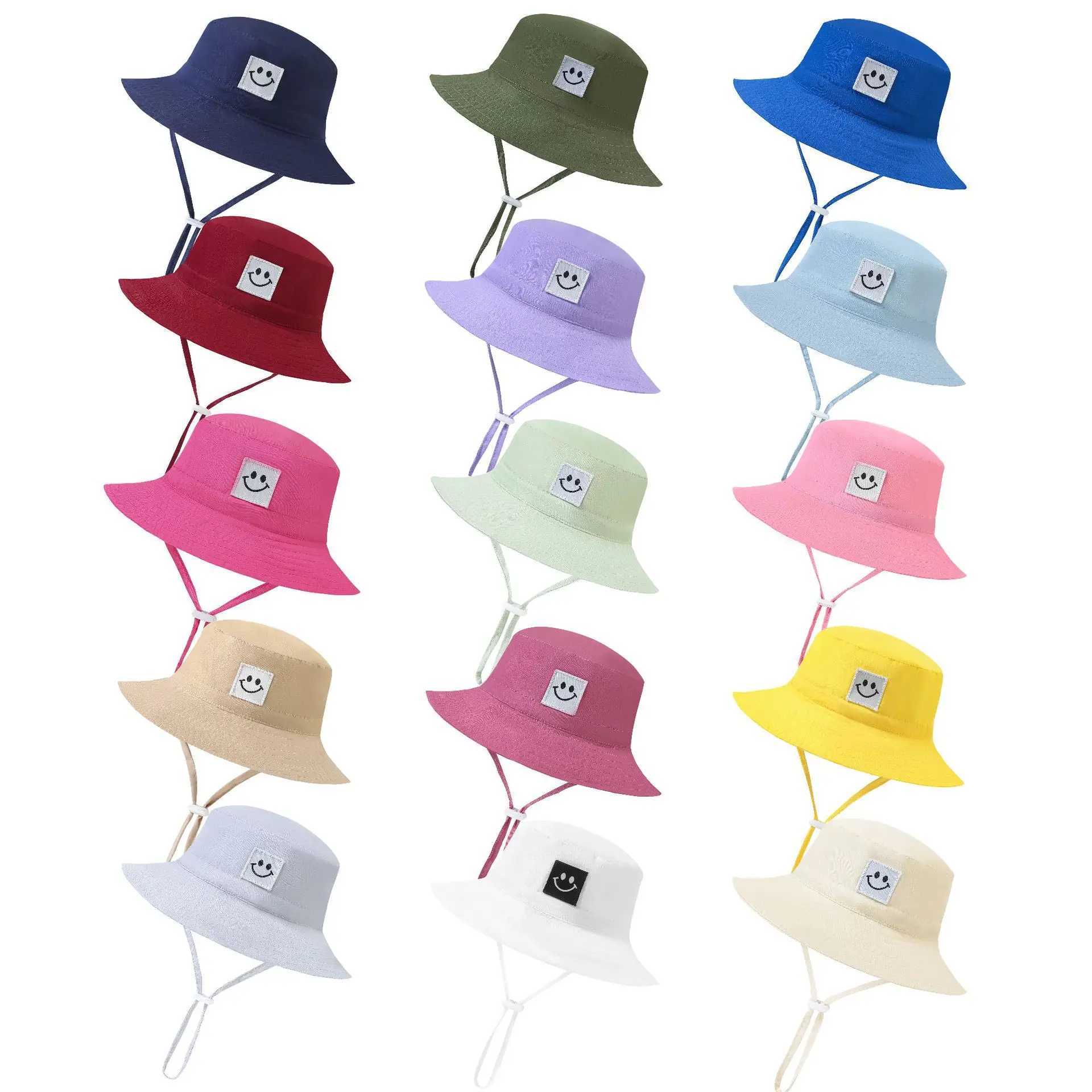 15Y Boy Children Solid Color Fishermans Cap Girl Baby Solid Casual Sunscreen Hat Infant Cotton Caps Kid Windproof Basin Hats Z251029