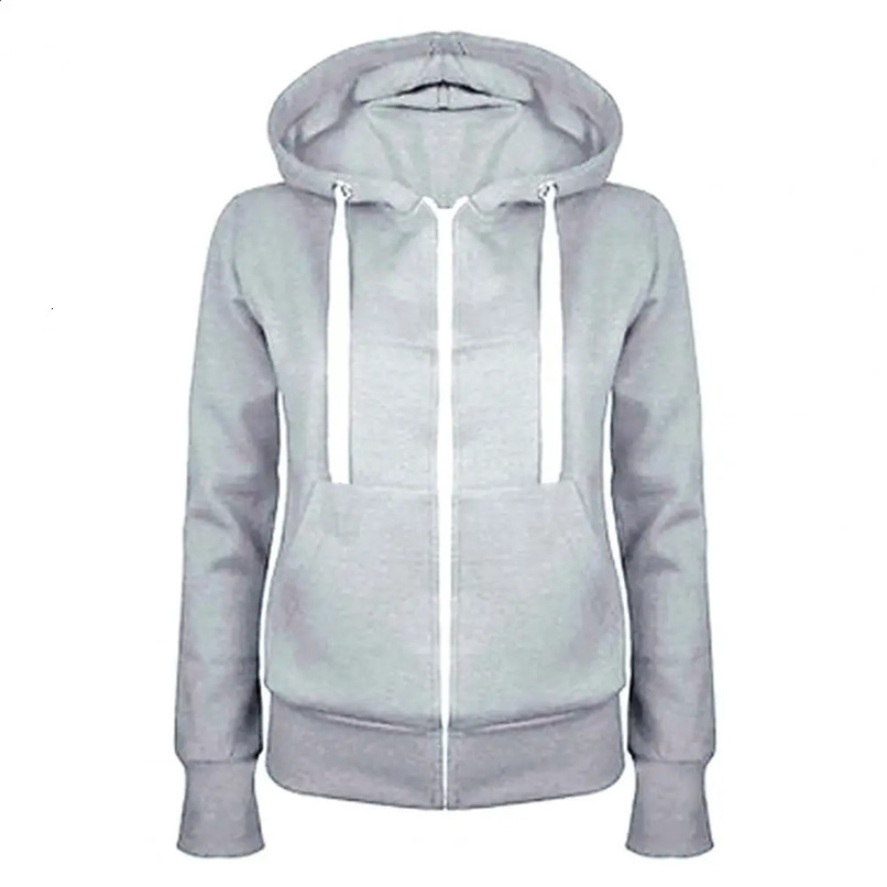 Spring Autumn Casual Fleece Zipped Hoodie Coat Women Fashion Drawstring Sporty Hooded Coats Jackets Ladies Simple Sweatshirt 250113
