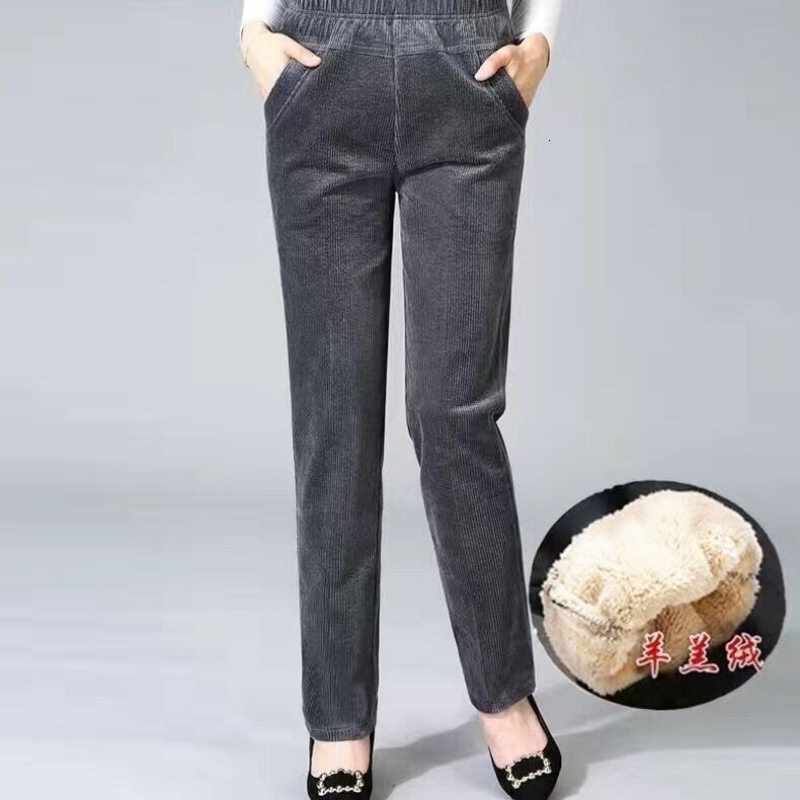 Thin Plush Thick Casual Pants Fleece Pencil Womens Corduroy Warm High Waist Autumn Winter Leggings Trousers 250923
