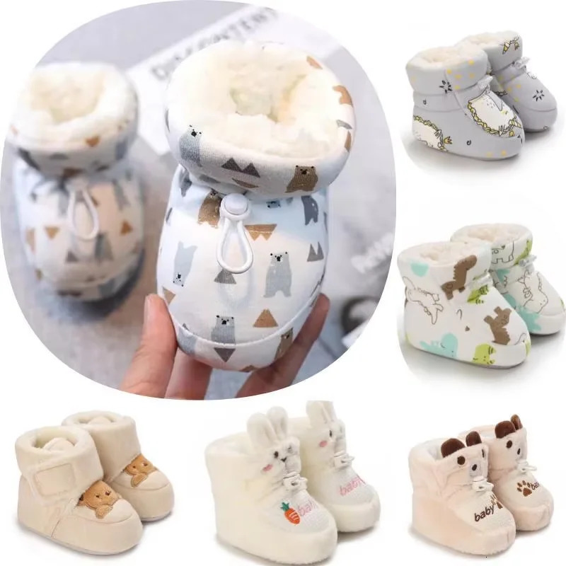 Winter Baby Boots Cartoon Soft Sole AntiSlip Warm Toddler Shoes Boys Girls Cute Infant Walking Booties 251022
