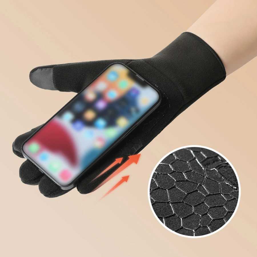 Outdoor autumn and winter mens sports running cycling touch screen warm gloves with fleece anti cold anti slip and splas J250922