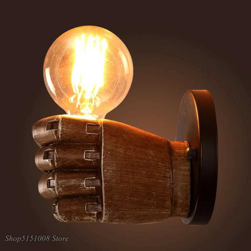 Retro Right Hand Fist Resin Wall Lamp Loft Industrial Wind Decoration Antique Wall Light E27 Bedroom Light Sconce Led Fixtures C251124