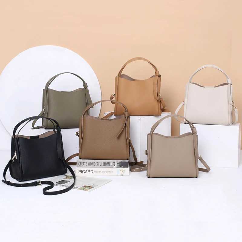 Burminsa Cowhide Genuine Leather Bucket Tote Handbags For Women 2025 Luxury Designer Basket Work Ladies Shoulder Crossbody Bags J251025