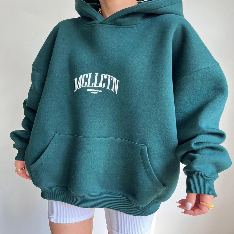 Womens Hoodie Sweatshirt Hip Hop Pullover Letter Print Graphic Oversized Hoodies Streetwear Long Sleeve Pocket Unisex Clothes 250121