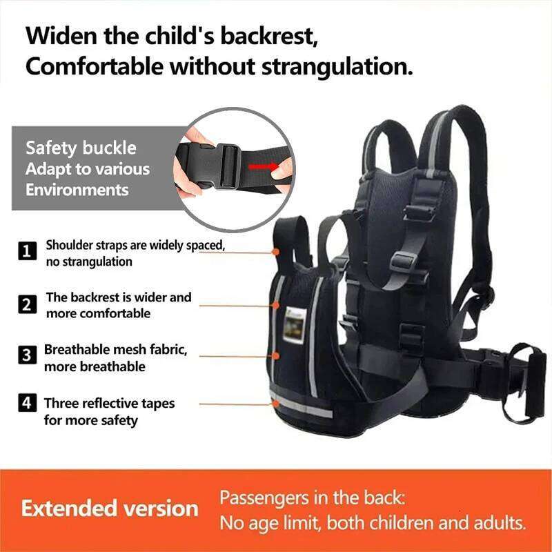 Kids Adjustable Children Harness Anti-Drop Baby Riding Seat For Motorcycle Bike Safety Belt