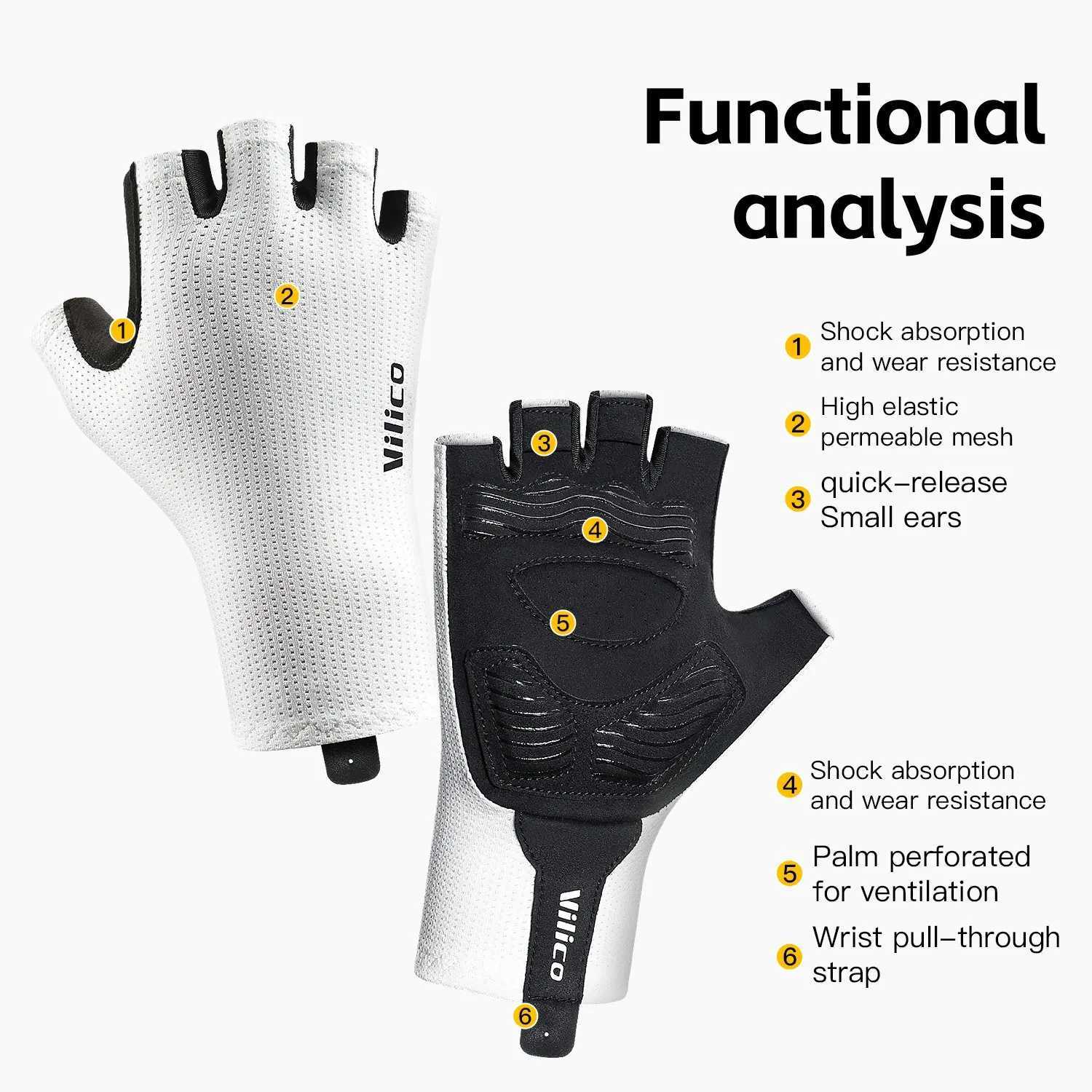Short Cycling Gloves Fingerless Gloves Antislip Bicycle Lycra Fabric Half Finger Mitten for Mtb Road Bike Sports Racing J250922
