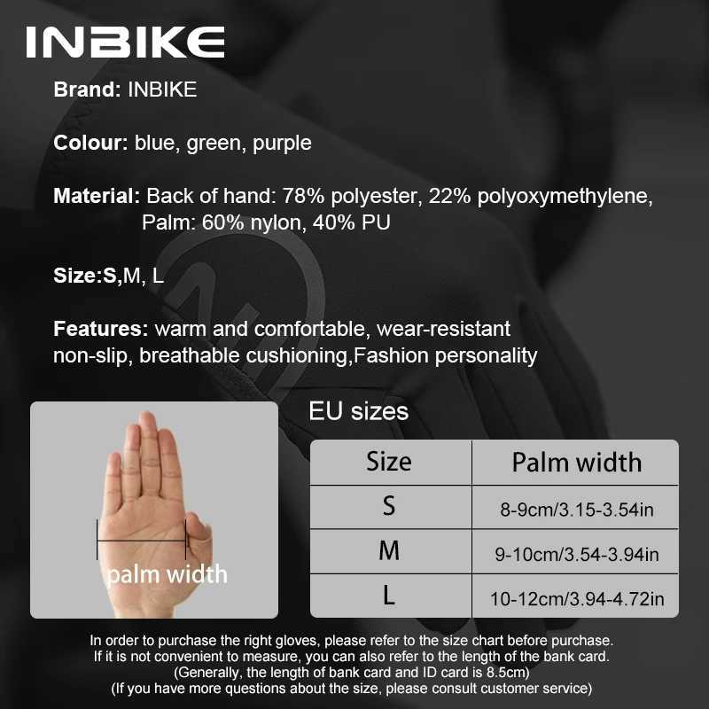 INBIKE 2024 Cycling Gloves Gel Padded for Men Autumn Winter Fleece Road Bike Gloves MTB Full Finger Touchscreen Bike Accessories J250922