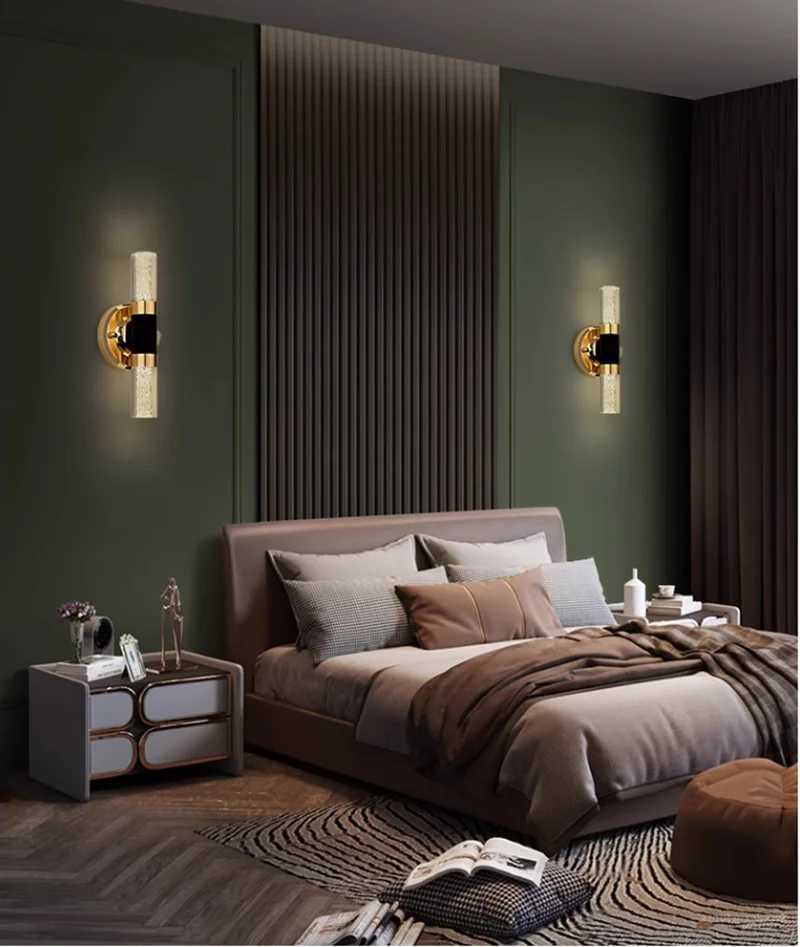LED Light Modern Wall Light Bedroom Bedside Living Room Wall Lamp Crystal Rod Nordic Aisle Corridor Interior Lighting Fixture C251124