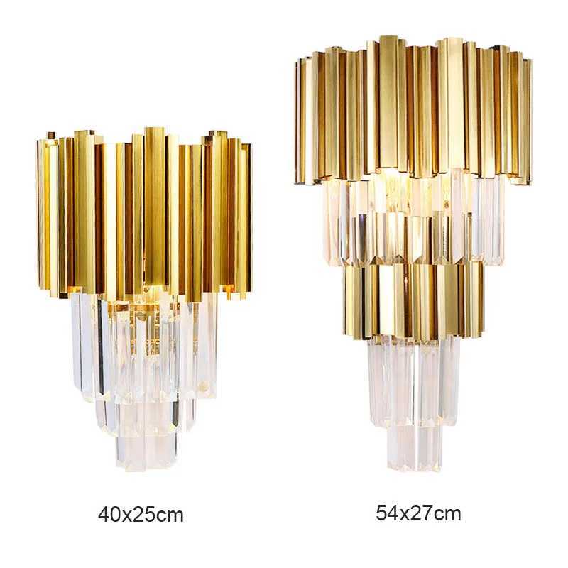 Modern Gold Luxury Crystal Wall Lamp Led Light E14 Bulbs For Bedroom Living Room Study Home Lighting Fixtures C251124