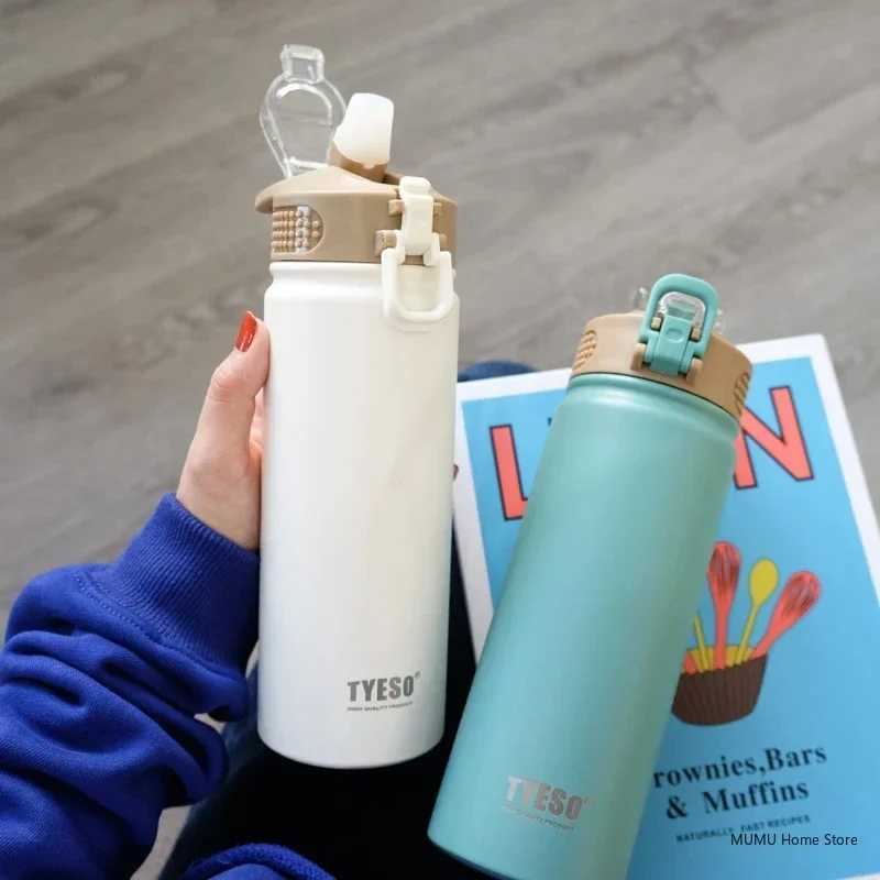 Tyeso Thermo Mug With Straw Portable Tumbler Vacuum Flasks Cup Sports Mug Cold and Hot Insulated Cup Travel Thermal Water Bottle J250923