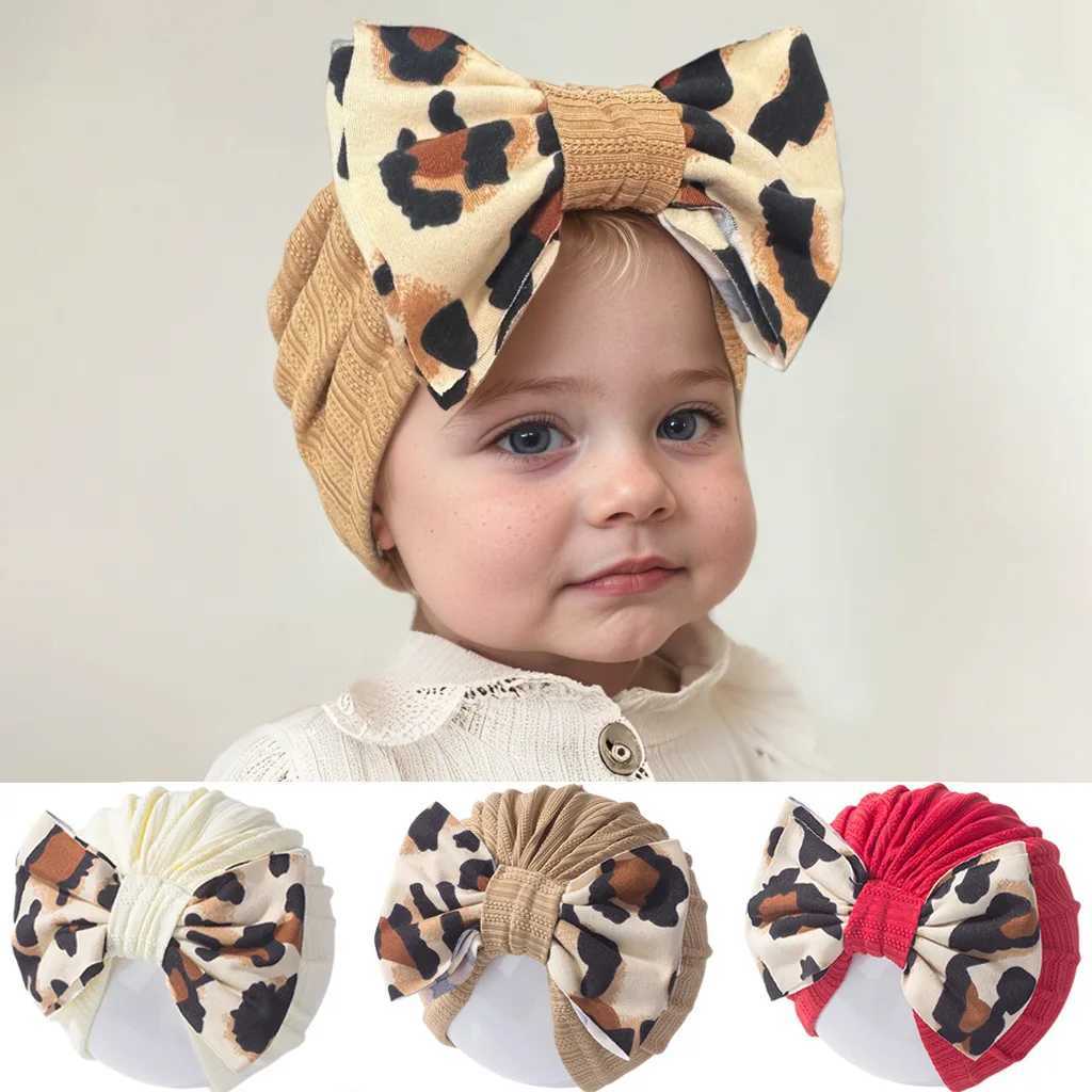 Kids Turban Bowknot Leopard Prints Baby Hat Girls Cotton Beanie Newborn Hats Toddler Head wraps Infant Cap Hair Accessories Z251029