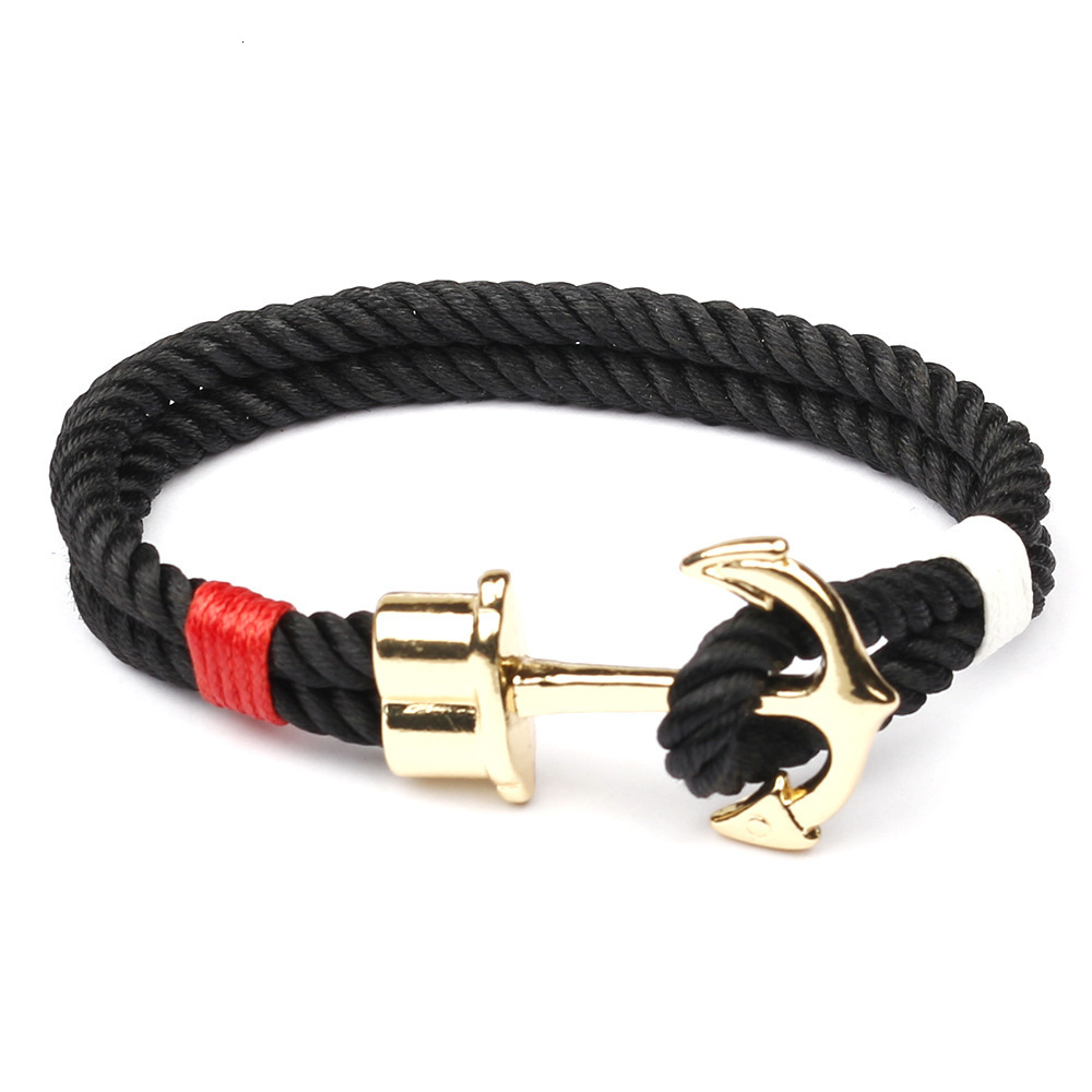 Fashion Anchor Leather Bracelet for Men - Woven Adjustable DIY Custom Accessories H260202