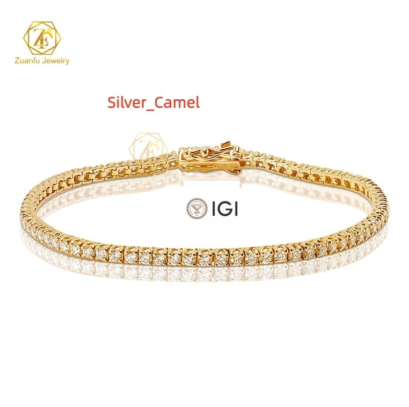 Factory Custom Diamond Bracelet 10k14k Solid Gold 2ct 3ct 5ct 7ct 11ct HPHT CVD Lab Grown Diamond Tennis Bracelet in Yellow Gold
