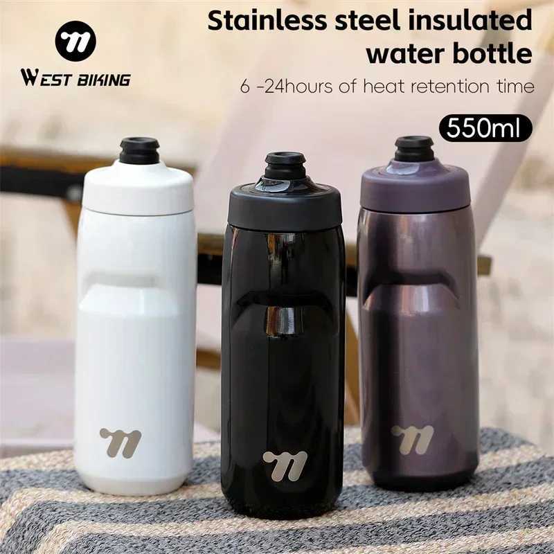 WEST BIKING Cycling Water Bottle 550ml FoodGrade Stainless Steel Thermal Bottle Sports Metal Kettle Cold Water Insulated Bottle J250923