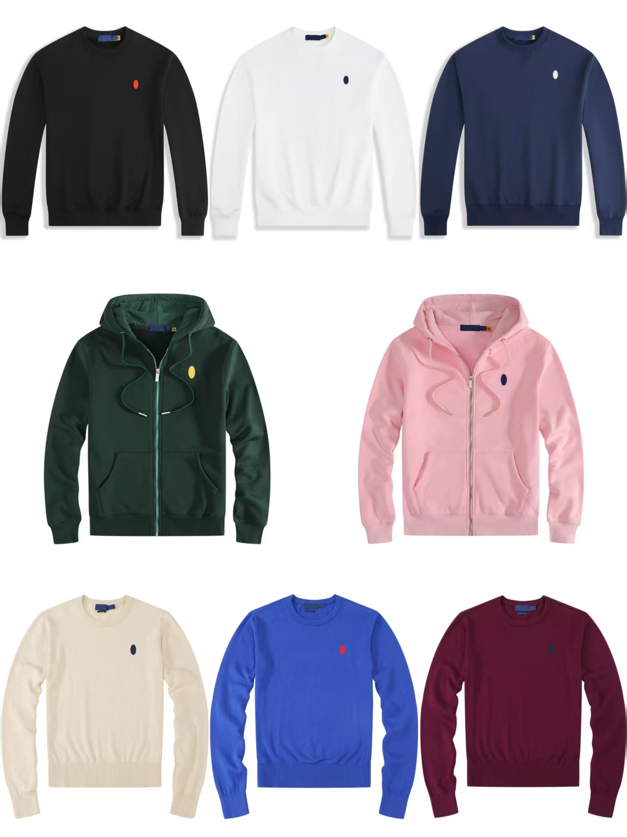 mens hoodie designer hoodie men high quality Classic embroidered warhorse sweatshirt New autumn-winter pure-color fleece men loose casual zipper coat US size S-2XL