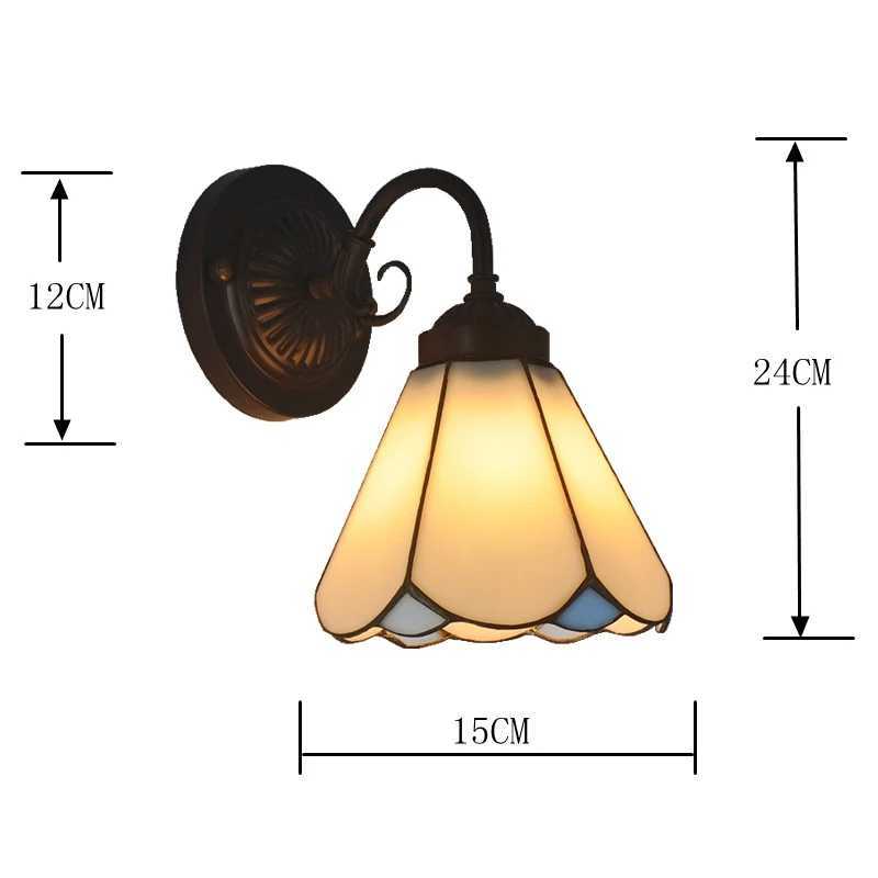 European Simple Modern Sixsided Glass Wall Lamp Tiffany Balcony Staircase Bathroom Light Decoration Iron Garden Decoration C251124