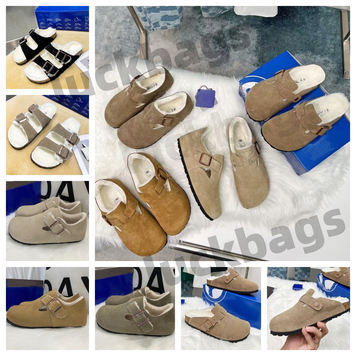 Designer Winter Warm slippers clogs wool flat bottom cork open-toe sandals clog men women leisure comfortable Mueller sandal high quality Free shipping size 35-46