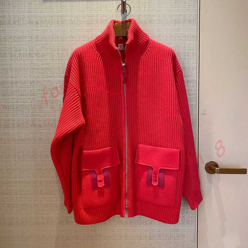 Designer Women's Jackets 25Ss Winter Classic H Pattern Decorated Pocket coat Wool Knitted Jacket Runway cardigan sweaters for women size SML