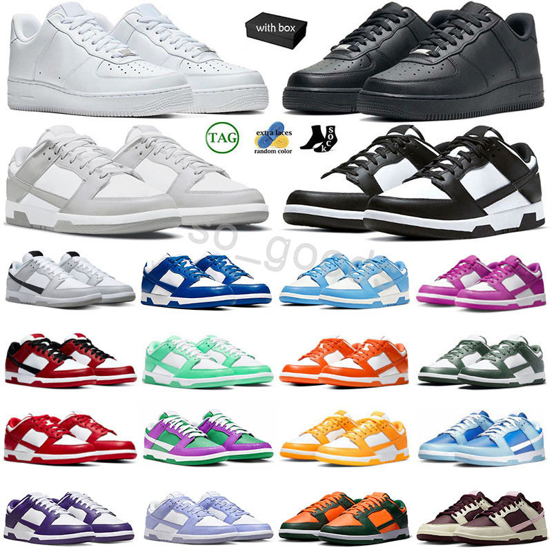 Designer Men Women Lows Casual Shoes Panda Triple Pink University Blue White Black Grey Fog Red Active Fuchsia Wolf Grey Lace Up Flat Sneakers