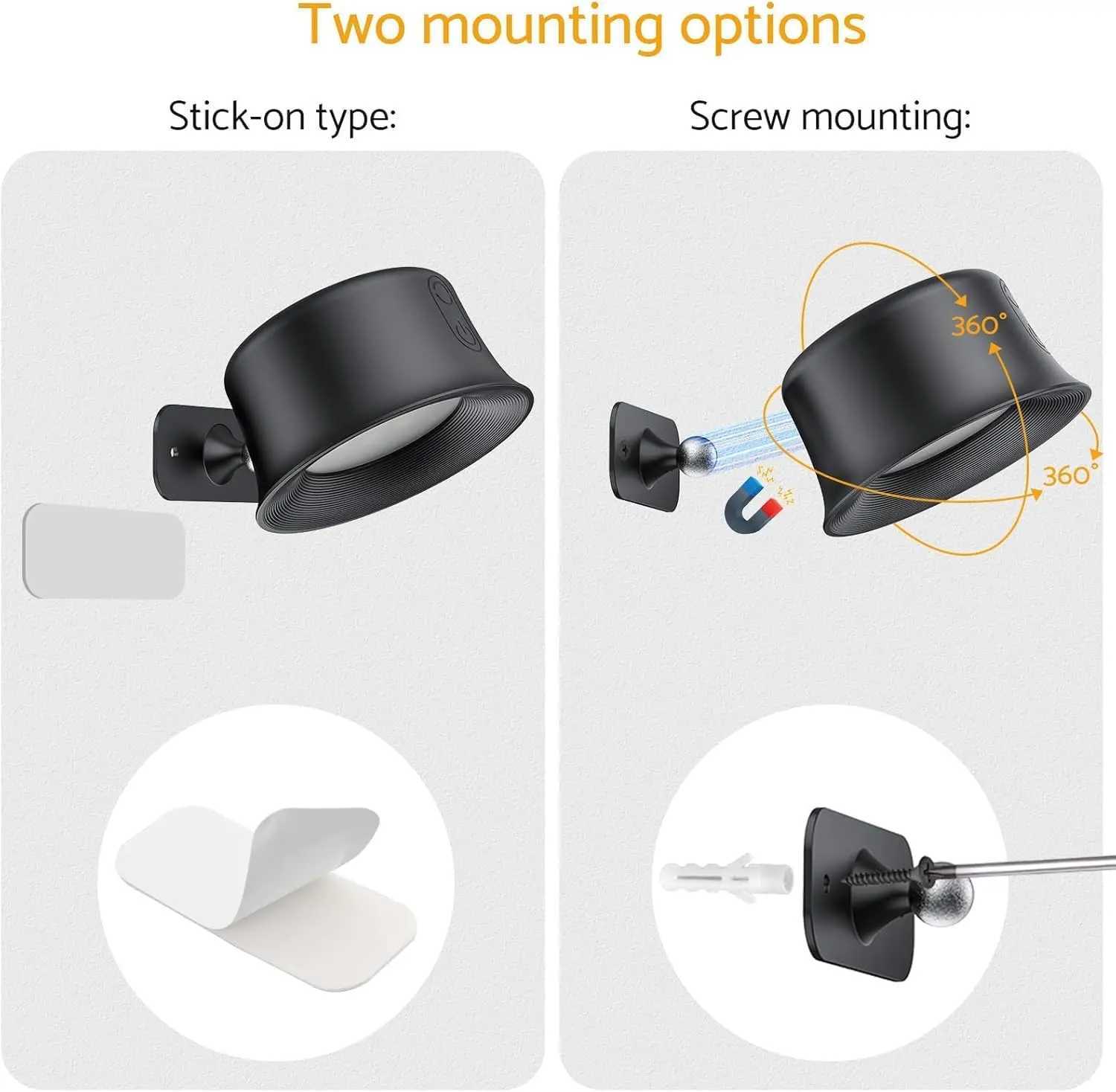 2Pack LED Rechargeable Wall LightsAdhesive Magnetic Wireless Wall Lamps2000mAh Battery15 RGB Colors for BedroomLiving Room C251124