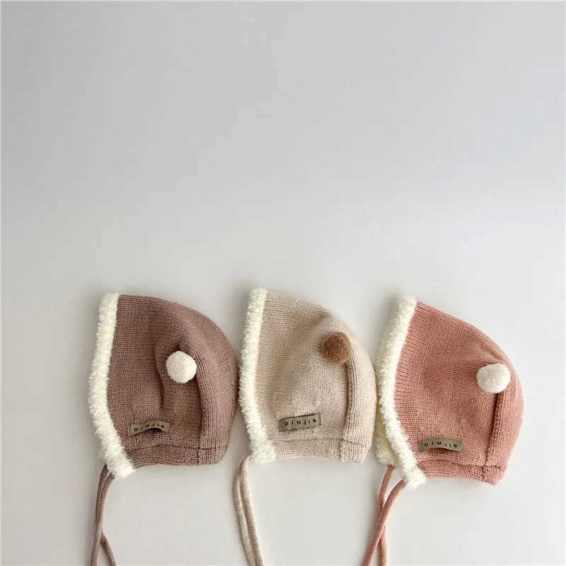 New Year Red Baby Pullover Cap Winter Warm Newborn Ear Protection Hat Fluffy Fur Edge Headgear Bonnet 220M Kids Knitted Beanies Z251029