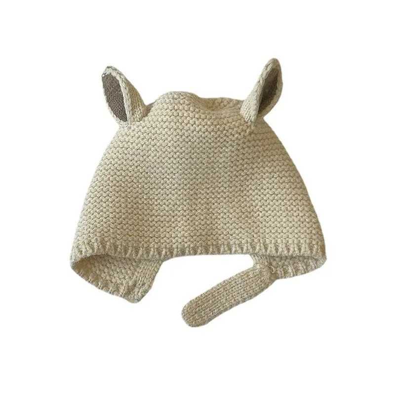 02 Years Baby Hat Autumn Winter Ear Rabbit Knitted Kids Hat Infant Girls Baby Boys Cute Wool Hat Baby Accessories Newborn Z251029