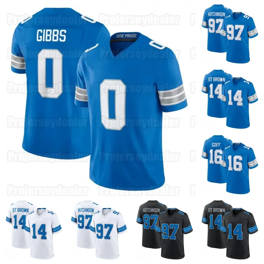 0 Jahmyr Gibbs lionS 2024 Football Jersey 14 Amon-Ra St. Brown Jack Campbell Barry Sanders Jared Goff Jeff Okudah Johnson Men