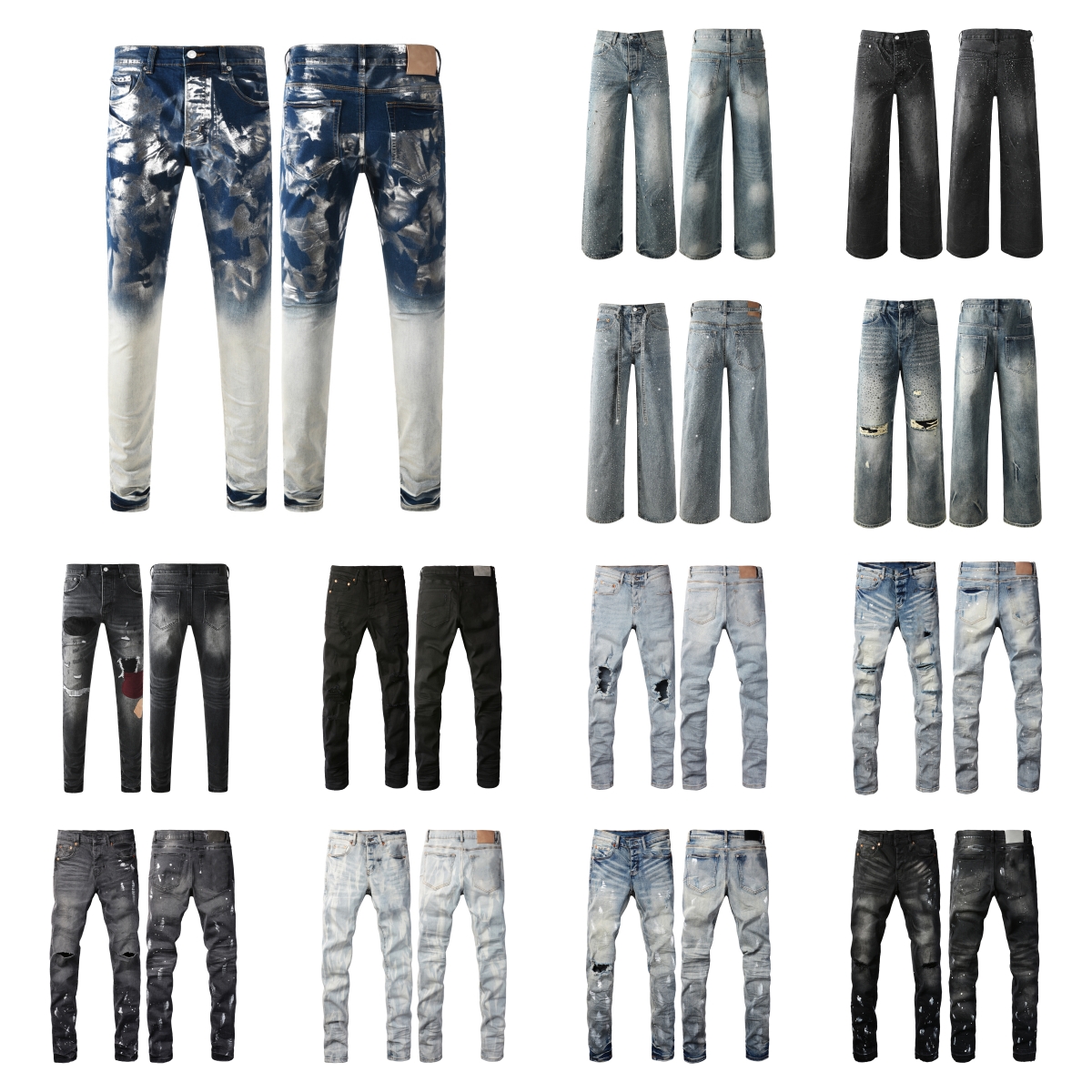 jeans designer men jeans womens pants summer High Street Retro Straight Regular Jeans Washed Old Jeans Long