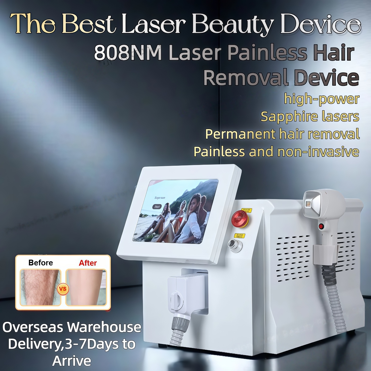 New 808 Alexandrite Hair Removal Laser Diode Machine 3500W Ice Platinum Body Face Underarm Cooling Head Permanent Painless Epilator 3 wavelengths
