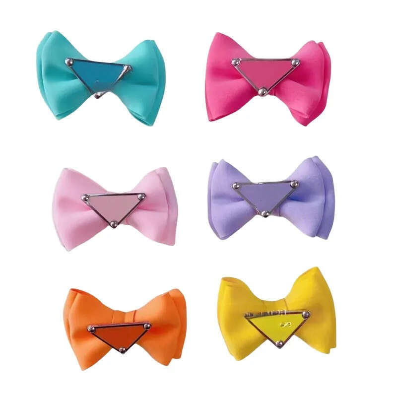 2025 new Designer Brand Apparel Cute Puppy Dog Small Bowknot Bows with Metal Clips Handmade Hair Accessories Bow Pet Grooming Products Purpl