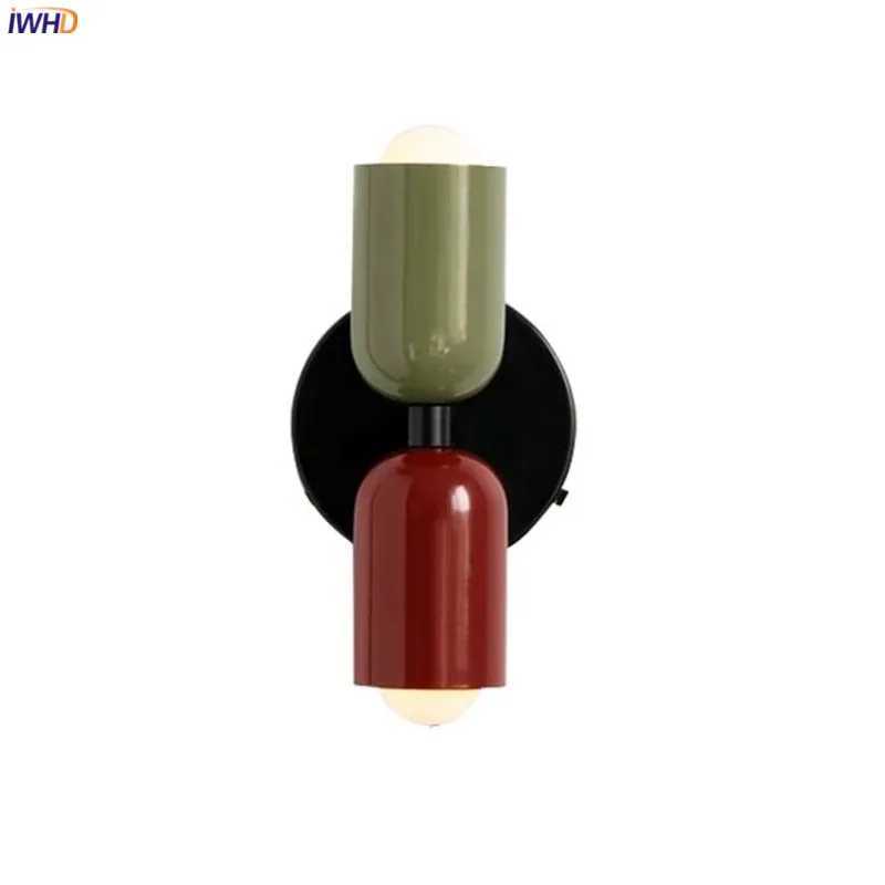 IWHD Nordic Modern LED Wall Light Sconce 2 Heads Colorful Lampshade Bedroom Childrens Living Room Beside Lamp Applique Murale C251124