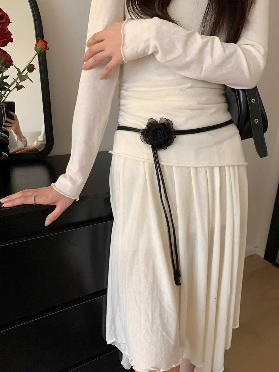 Fashion Dry rose Flower Belt For Women Vintage Fashion Versatile Knot Waist Rope HighEnd Simple Korean Version Accessory For Skirts3 D250923