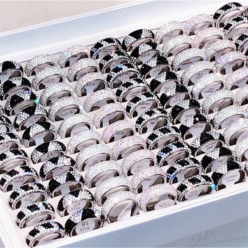 Solitaire Ring 30/36pcs/lot 5 row clay full Stainless steel ring advanced mix color and style for men and women Ring Wedding Jewelry 230810