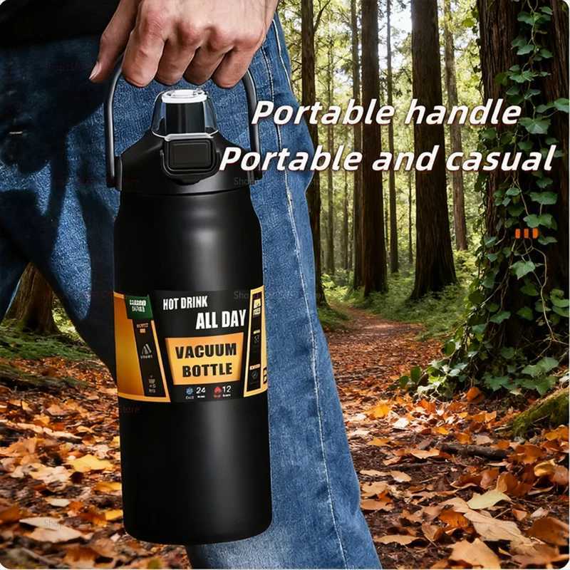 Stainless Steel Insulated Travel Mug 1000ml 1500ml Large Capacity Camping Cup Leakproof Thermos for Outdoor Car Kitchen New 2025 J250923