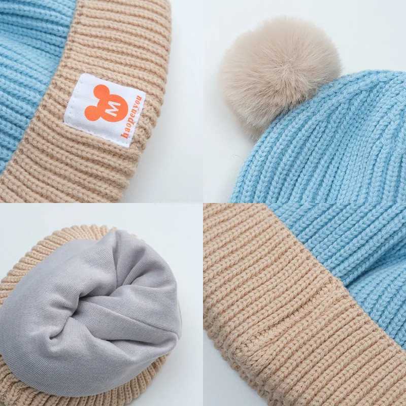 1Set Baby Hat Scarf Set Bear Warm Knitted Children Winter Hat Cap Bonnet Infant Toddler Kids Hat Boys Girls Crochet Beanie Z251029