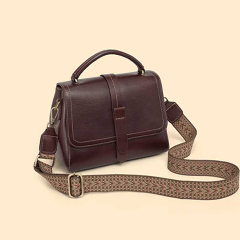 Burminsa Cowhide Genuine Leather Shoulder Bags For Women 2025 Trend Designer Wide Strap Crossbody Purses Satchel Ladies Handbags J251025