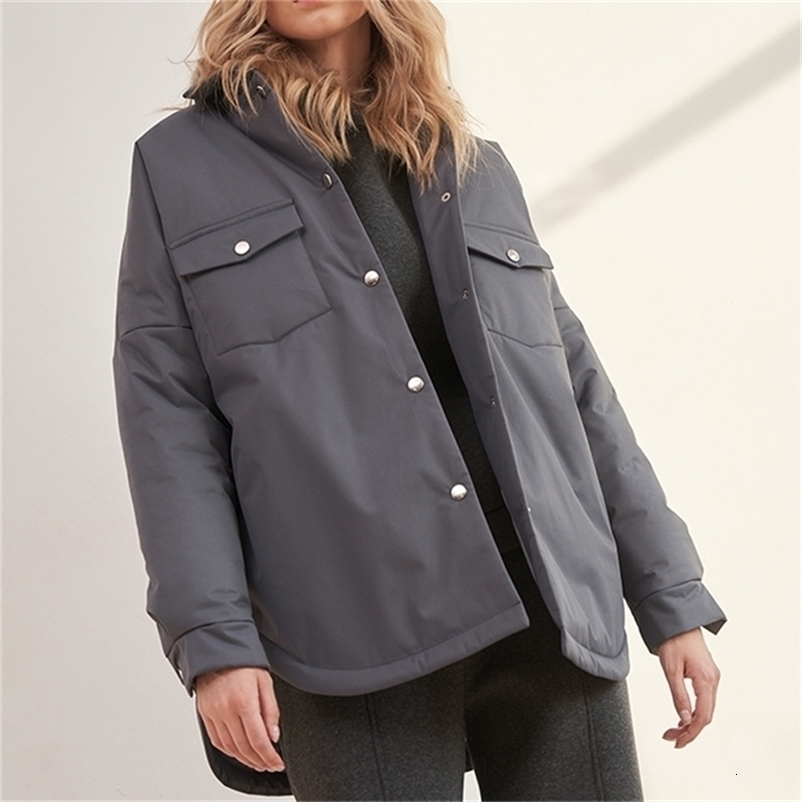 Women's Down Parkas RR Spring Turn Down Collar Parkas Women Fashion Tie Belt Coats Women Elegant Solid Front Pockets Cotton Jackets Female Ladies