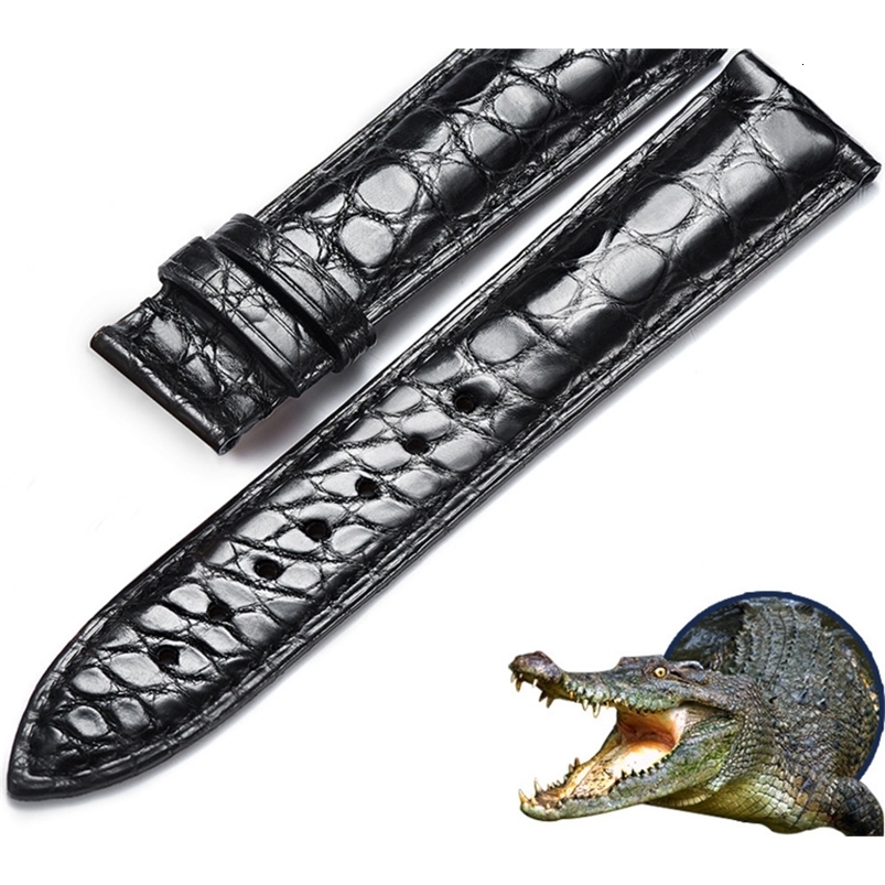Watch Bands Two-sided Leather Watchband 14 16 18 19 20 21 22mm Genuine Leather Alligator Watch Strap Band With Butterfly Buckle 230728