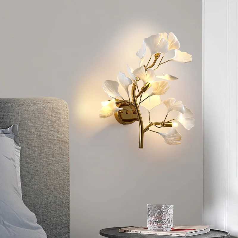 Luxury Acrylic Ginkgo Leaf Wall Lamp Living Room Background Creative Wall Light Foyer Hallway Bedroom Bedside Nordic Light C251124